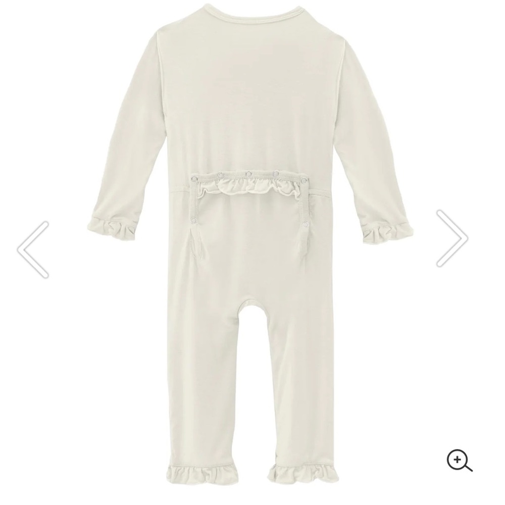 Kickee pants Classic Ruffle Coverall with Snaps in Natural - Picture 2 of 3
